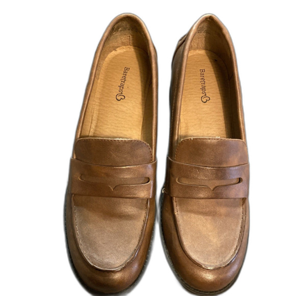 Baretraps Shoes Womens 10 M Casual Slip On Penny Loafers Brown Faux Leather - Picture 2 of 4